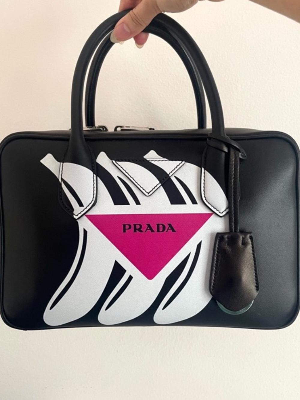 🛍️ Prada Runway Authentic & Rare Mirage Banana Print Bowling Bag